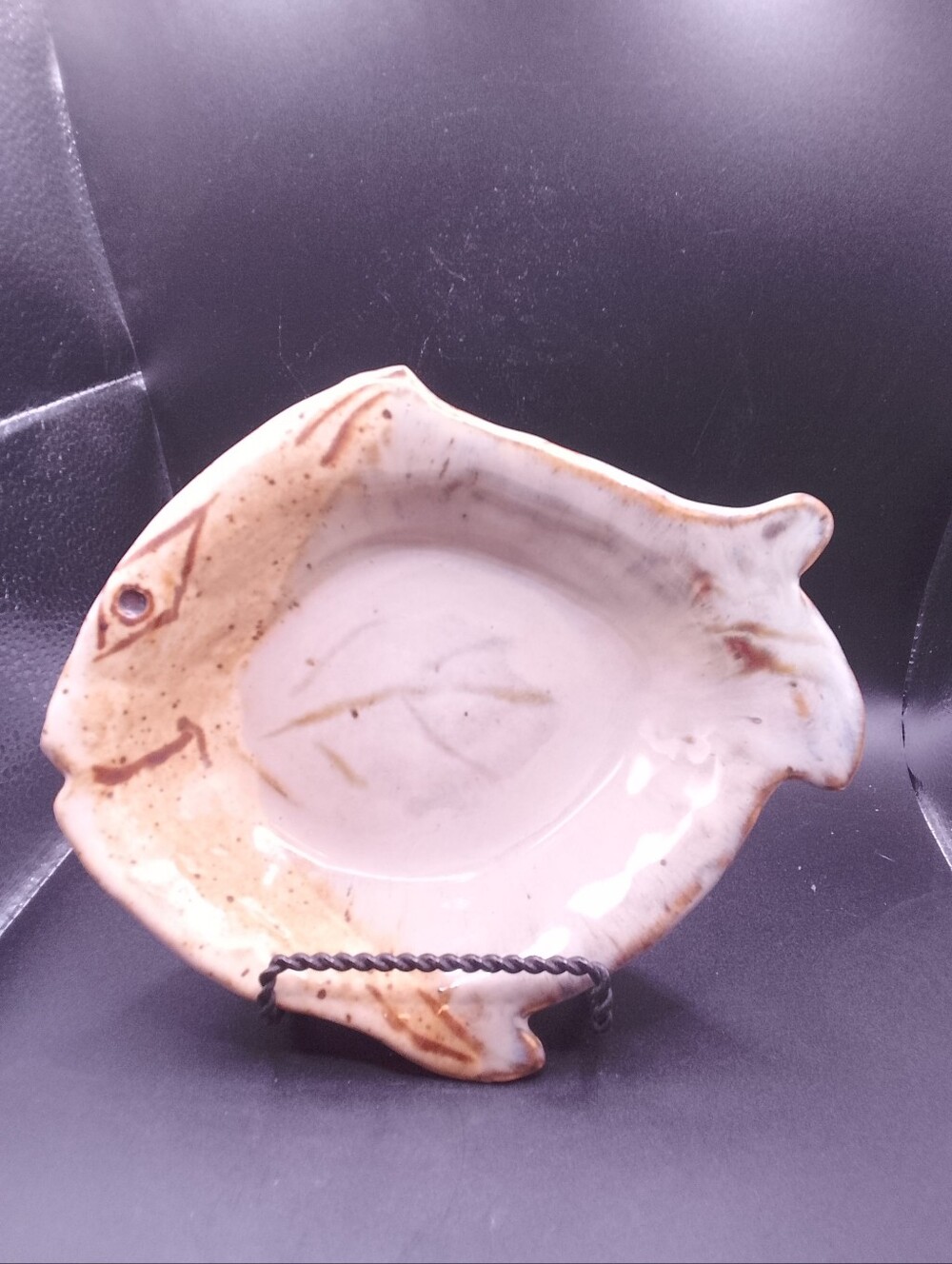 Studio Art Pottery Fish shallow Dish Nautical Sea Room Signed